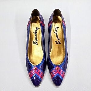 80's 90's vintage Margaret J color block leather pumps, Size 8 Narrow